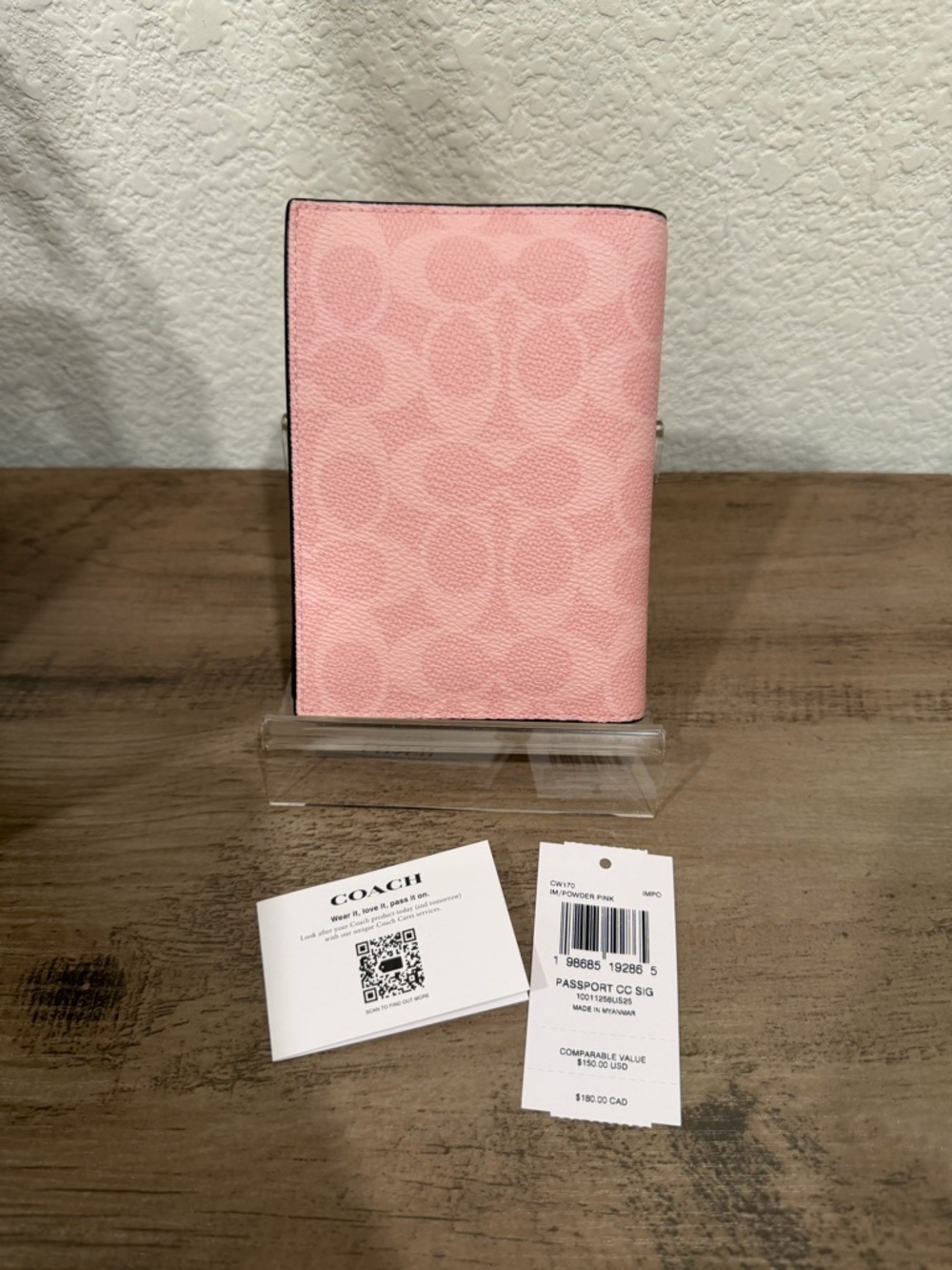 Coach Powder Pink Passport Card Case In Signature Canvas - Picture 4 of 8